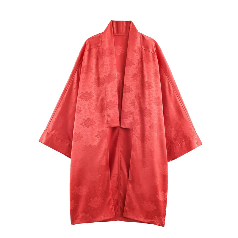 Embroidery Origin - 2026 Spring Women's Red Floral Jacquard