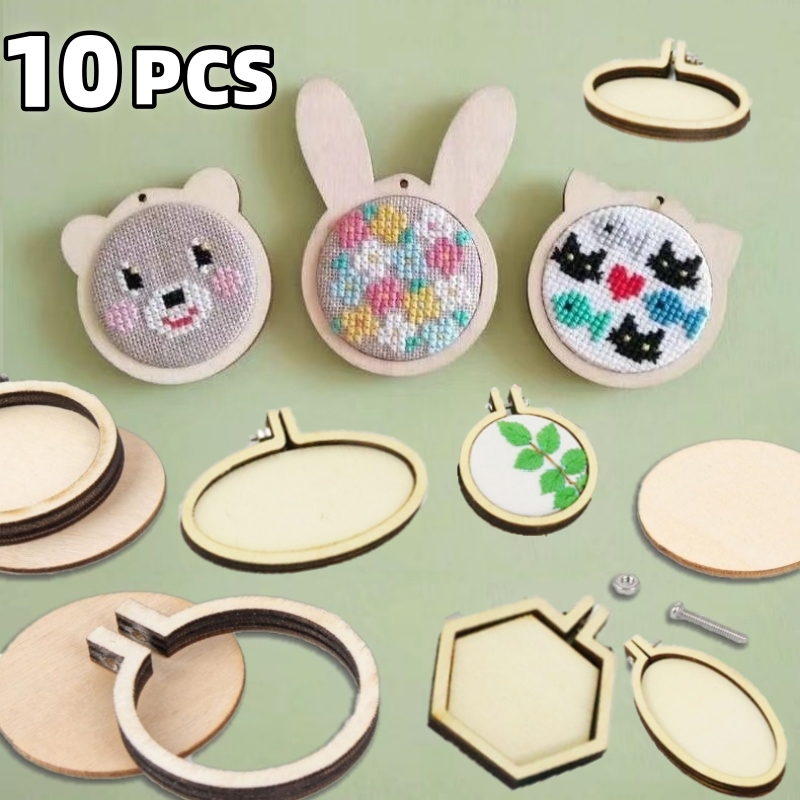 Embroidery Hooping - 10PCS Mini Embroidery Hoop Wooden Ring