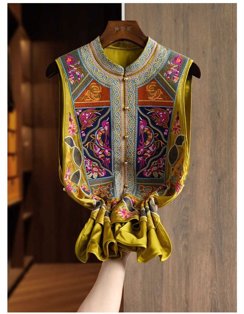 Embroidery Yellow - Women's Waistcoat Shoulders Yellow Heavy Industry
