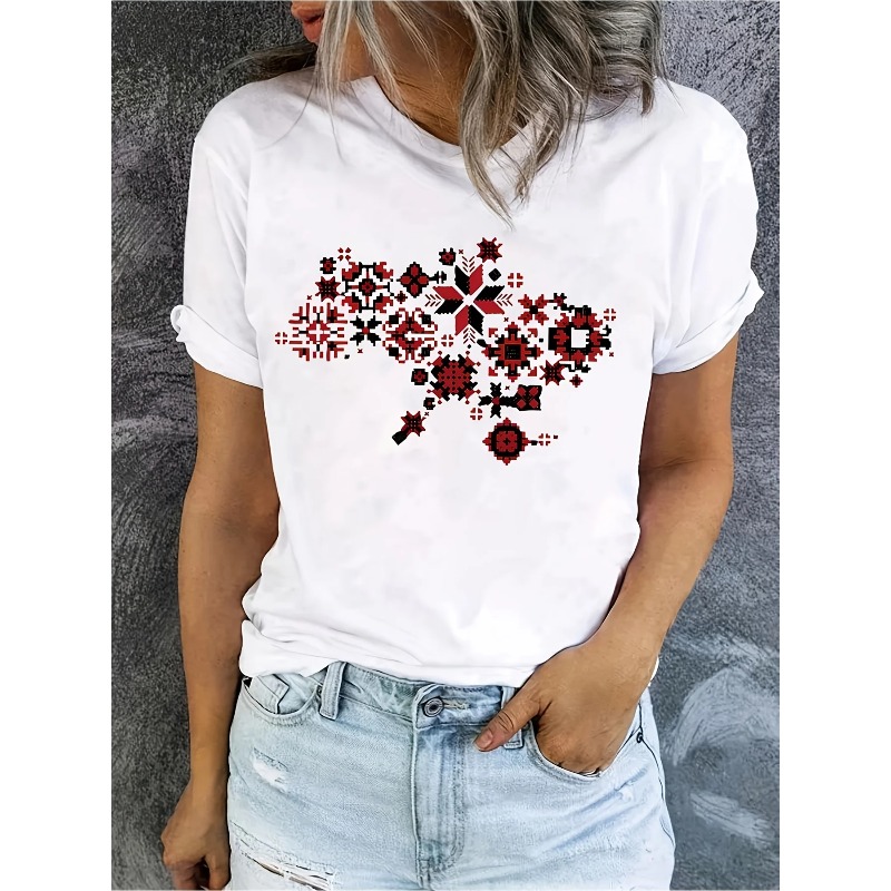 Embroidery Normal Map - Ukraine Vyshyvanka Map T-shirt Women's Pattern