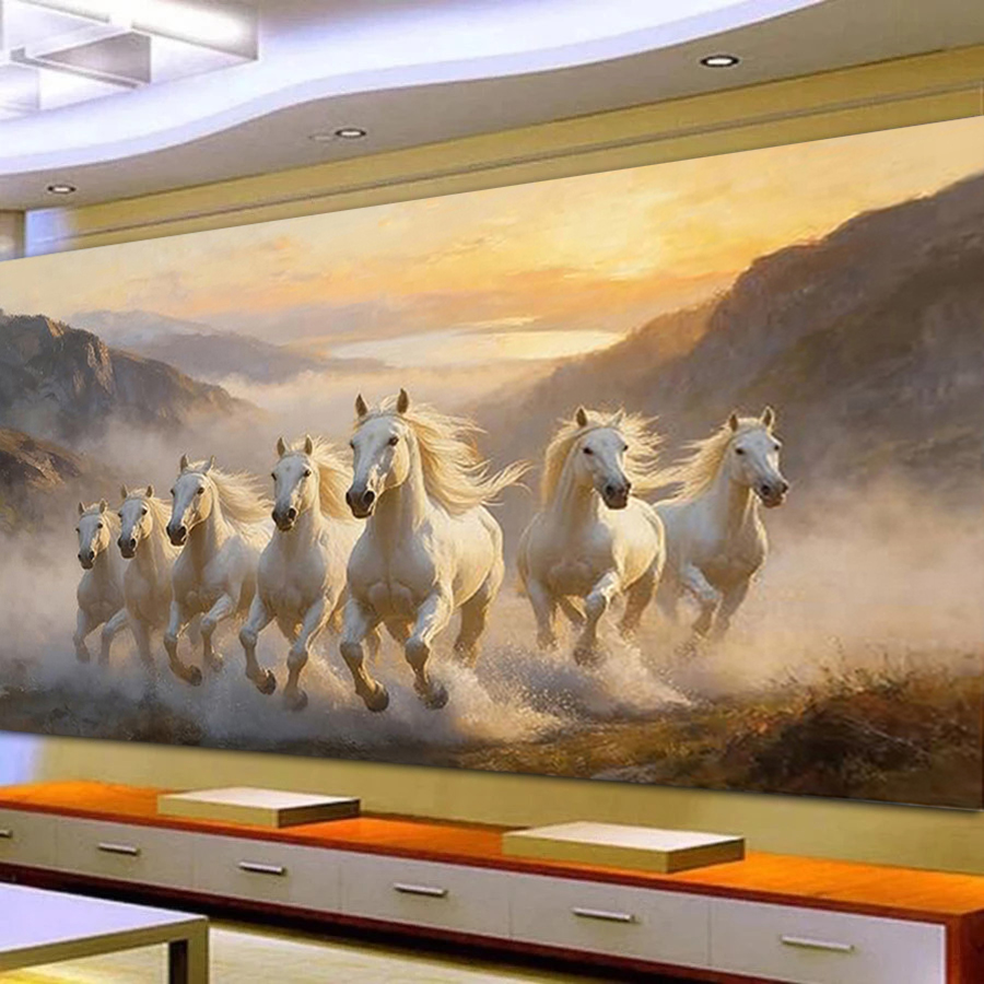 Embroidery Running Stitch - Diy Diamond Mosaic Running Horse Large