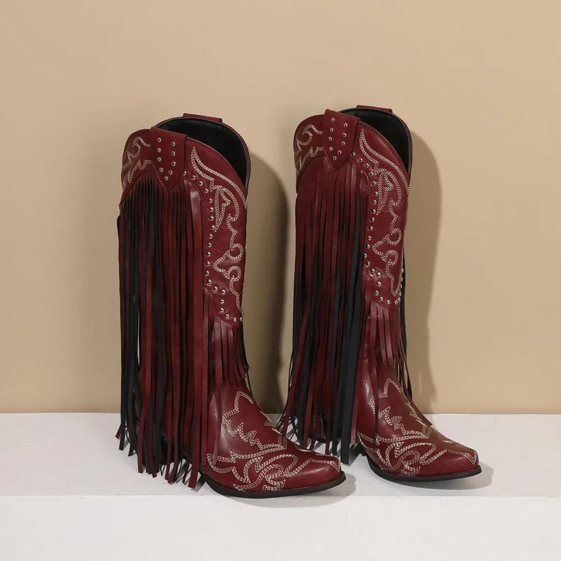 Fringe Rivet Western Women Mid - огляд і ціна Embroidery Yellow