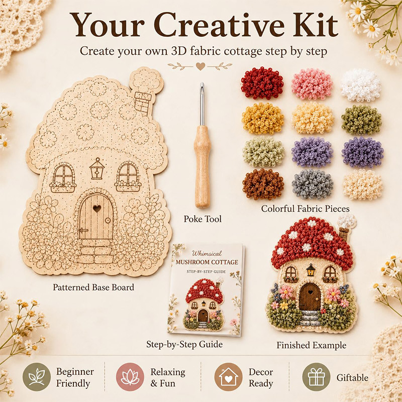 3D Mushroom House Poke Art DIY - огляд і ціна Embroidery Origin