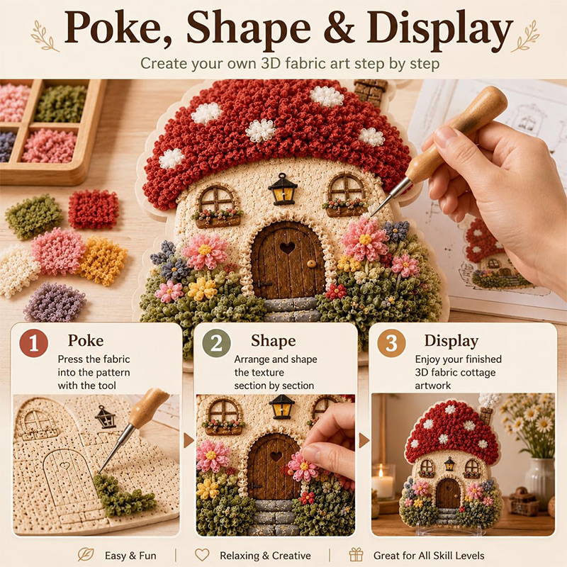 3D Mushroom House Poke Art DIY - огляд і ціна Embroidery Origin